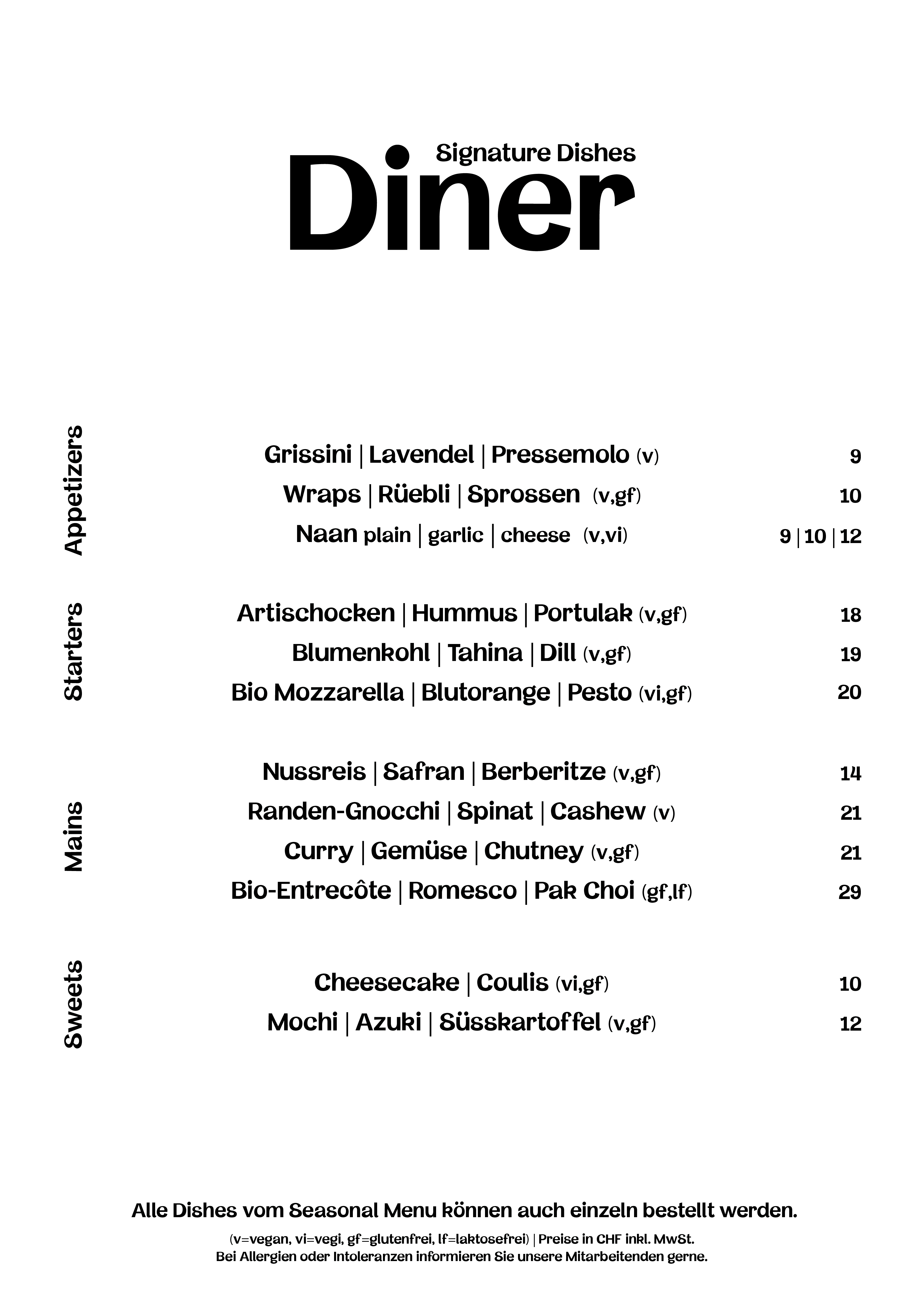 Daizy Menuekarte Diner Maerz 20262